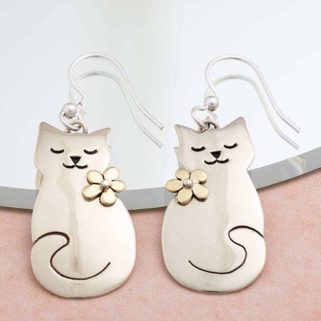 Cat & Dog Mixed Metal Earrings | Handmade, Fair Trade