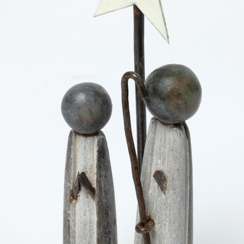 Hand-Carved Serpentine Stone & Metal Nativity