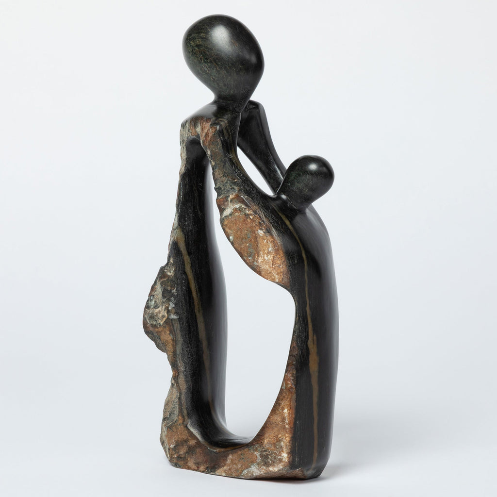 Hand-Carved Serpentine Stone Family Figurine