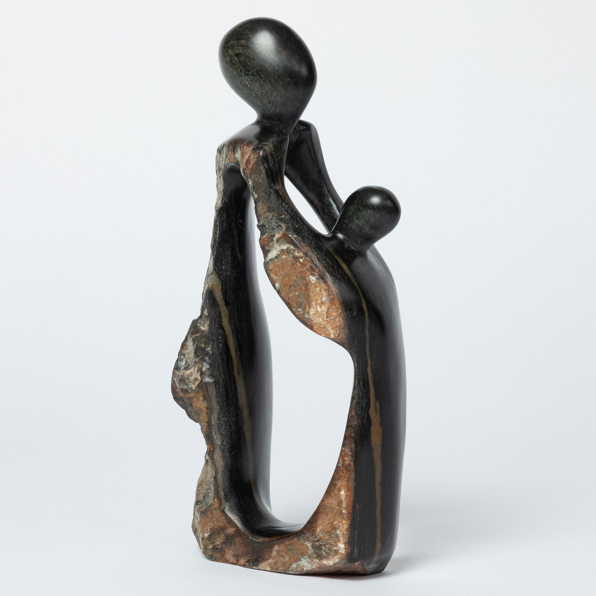 Hand-Carved Serpentine Stone Family Figurine
