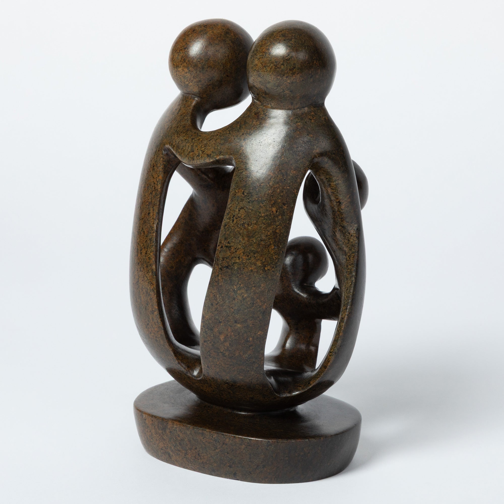 Hand-Carved Serpentine Stone Family Figurine