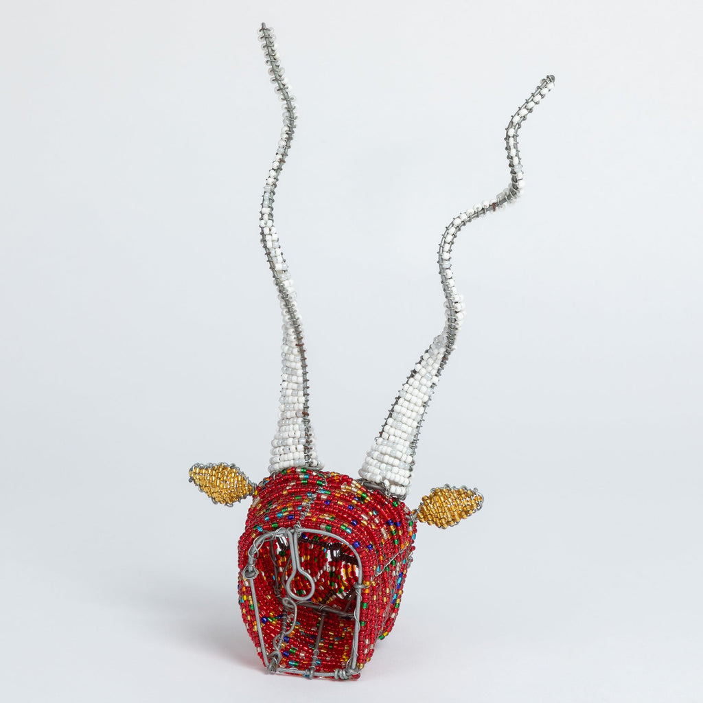 Hand-Beaded Red Antelope Wall Accent