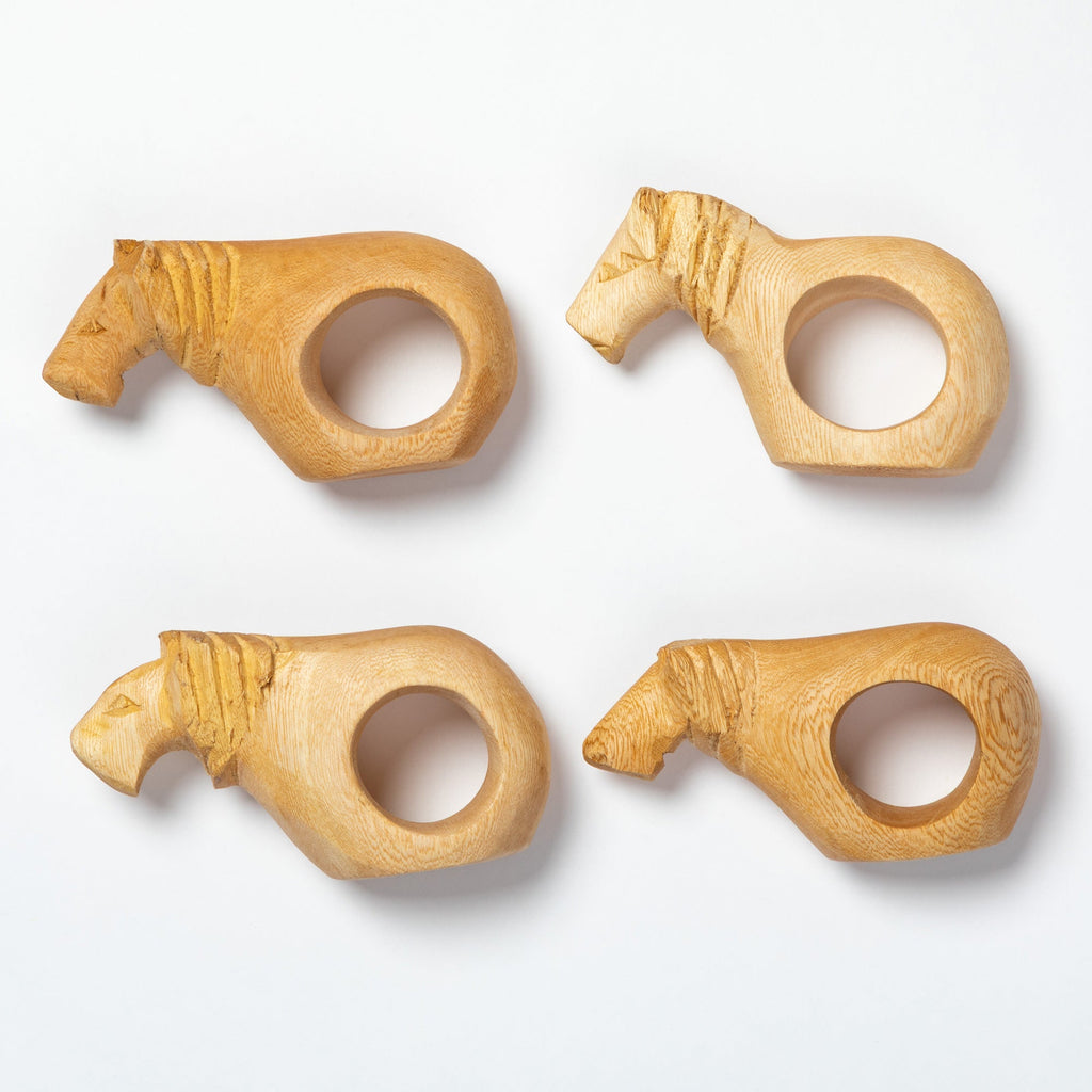Wildlife Olive Wood Napkin Ring - Set of 4