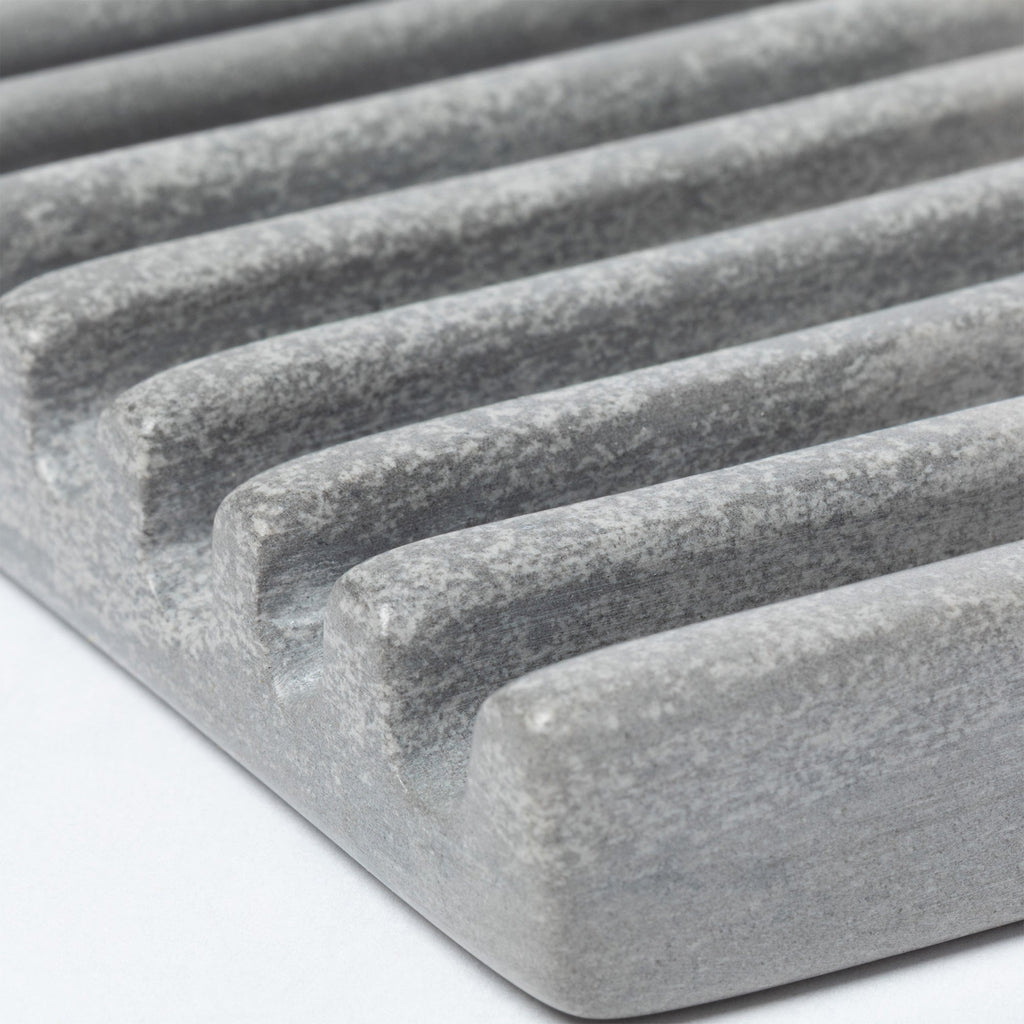 Hand-carved Soapstone Soap Dish with Ridges
