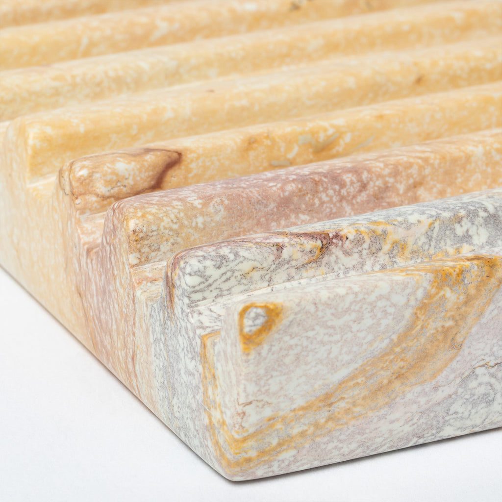 Hand-carved Soapstone Soap Dish with Ridges