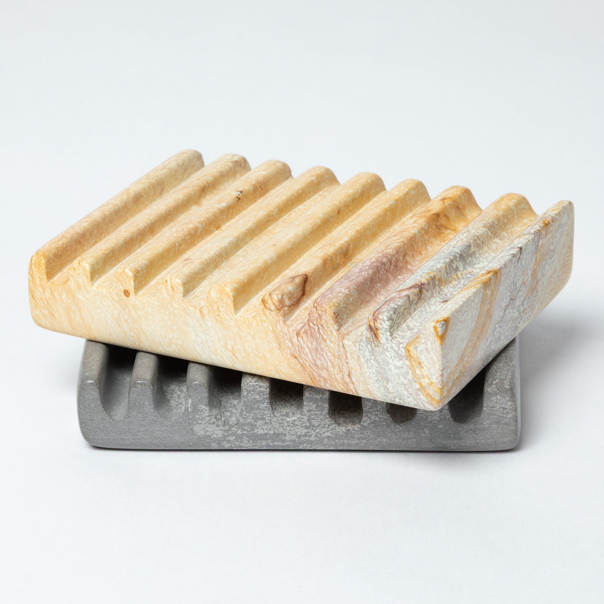 Hand-carved Soapstone Soap Dish with Ridges