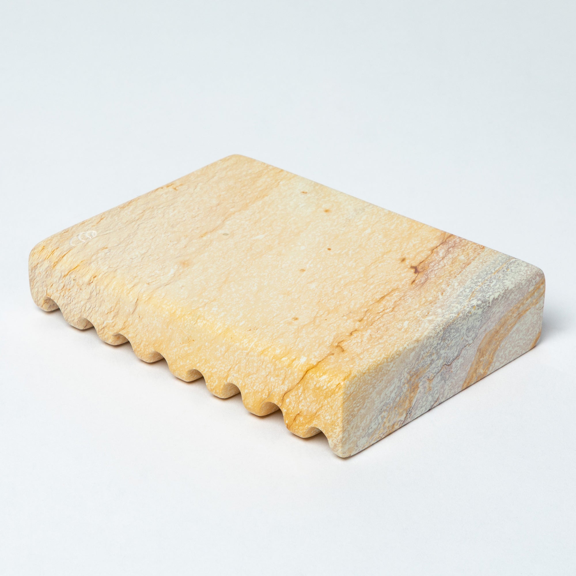 Hand-carved Soapstone Soap Dish with Ridges