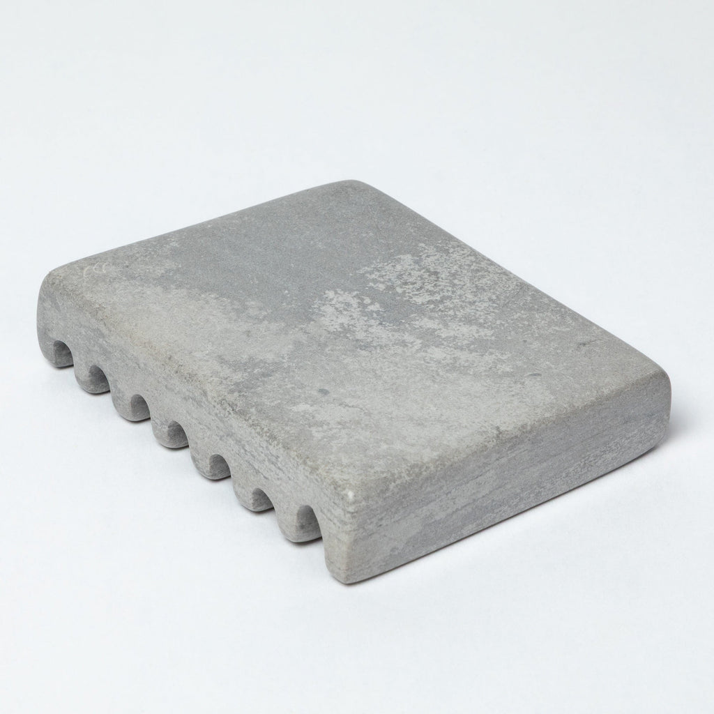 Hand-carved Soapstone Soap Dish with Ridges