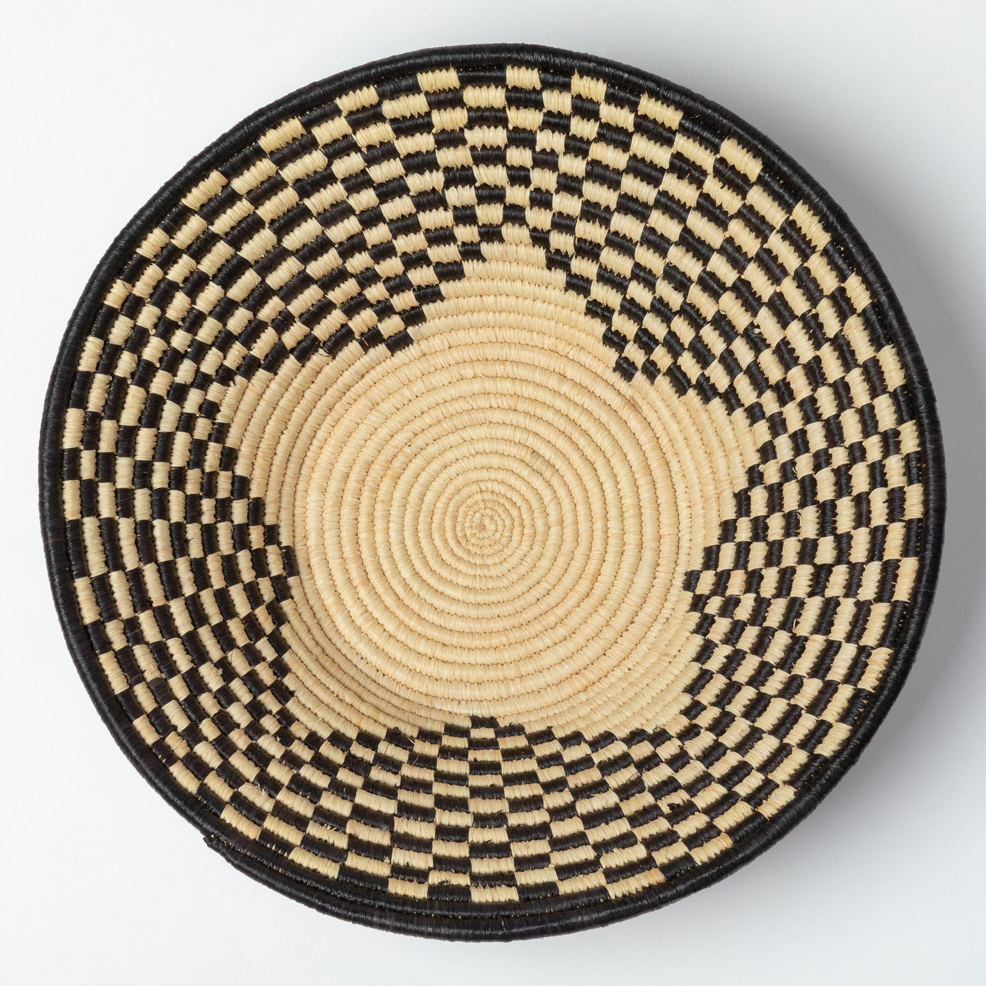 Handwoven Raffia Checkered Star Bowl