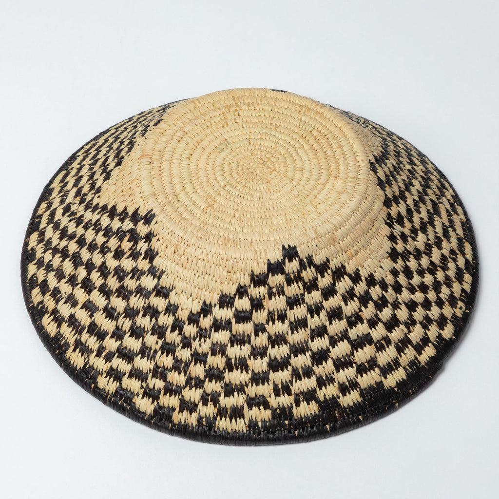 Handwoven Raffia Checkered Star Bowl