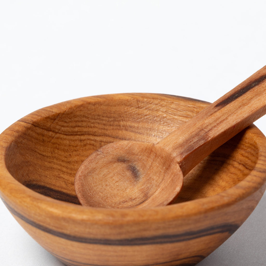 Kenya Olive Wood Spice Bowl with Spoon