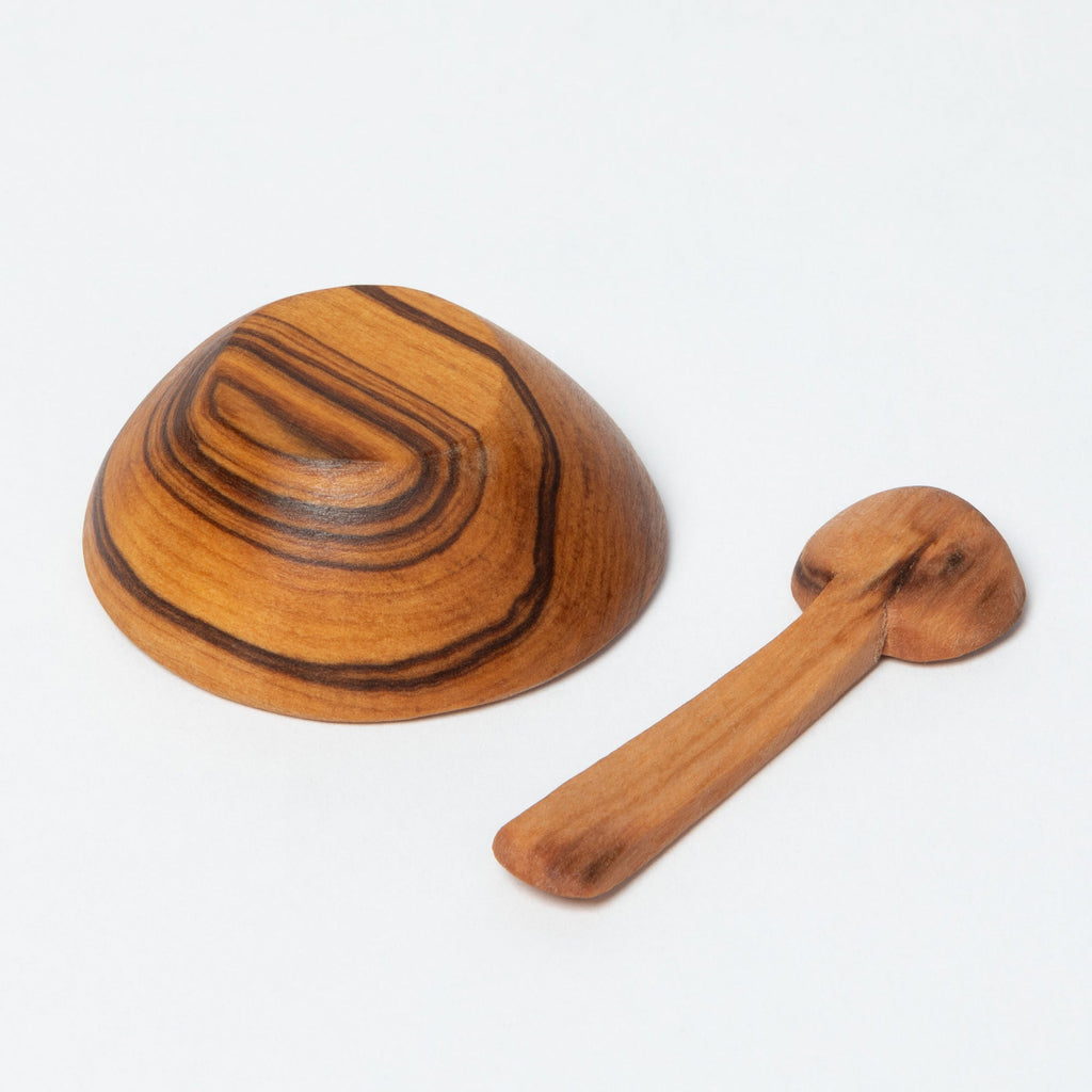 Kenya Olive Wood Spice Bowl with Spoon