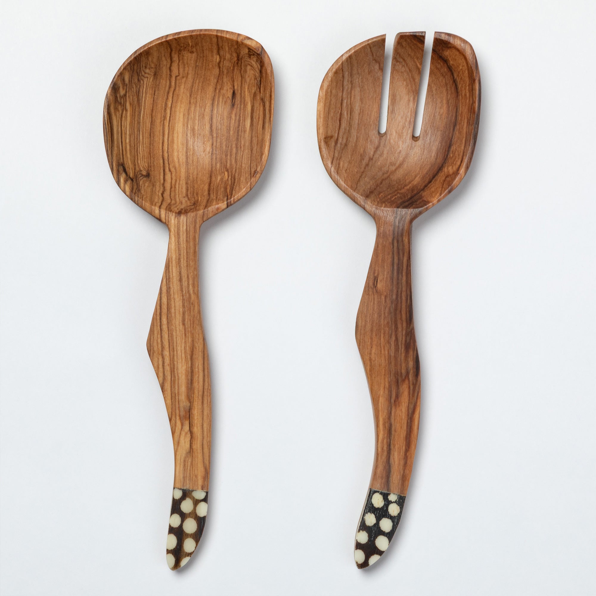 Handcrafted Olive Wood Salad Server - Set of 2
