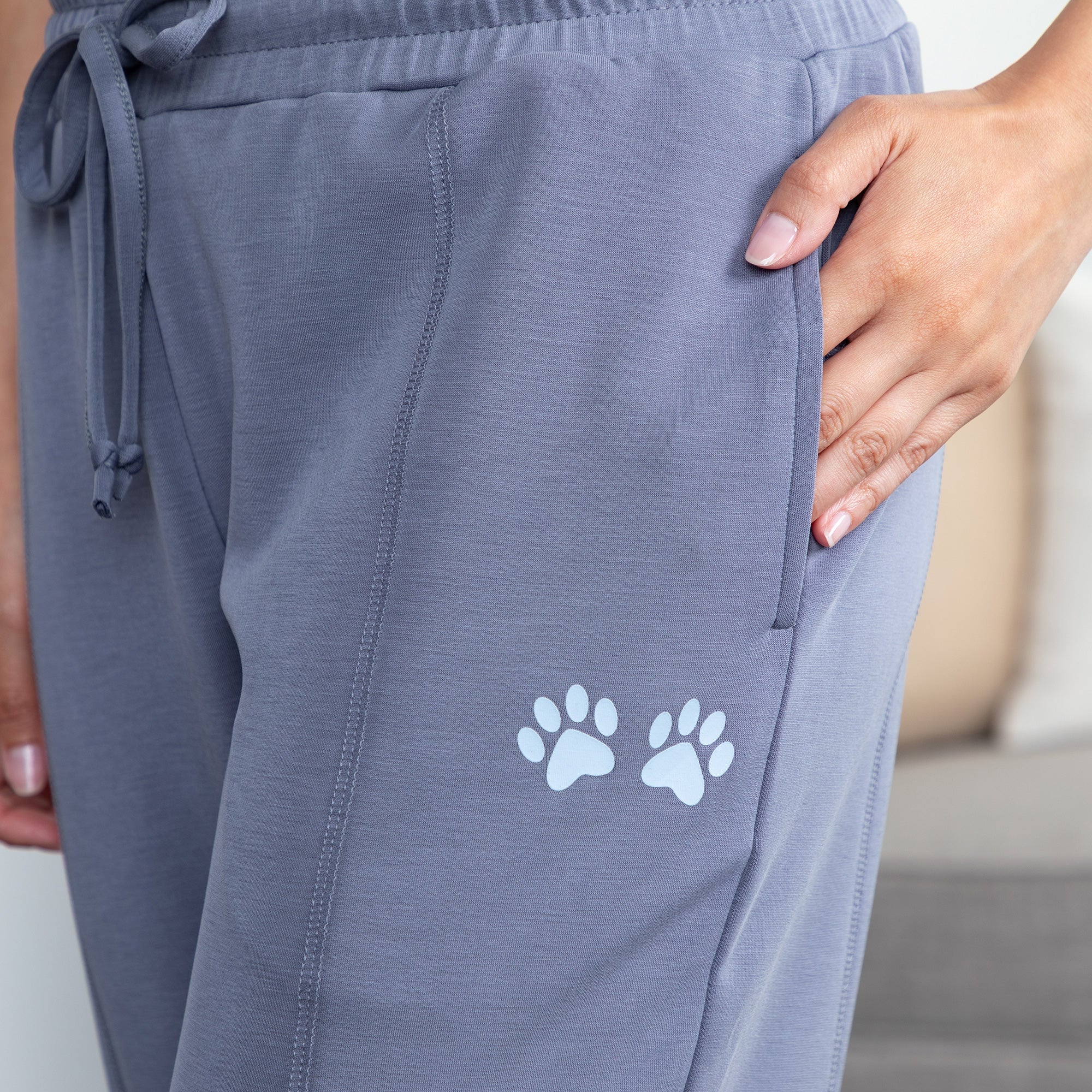 Paw Print Ultra Soft Modal Wrinkle Resistant Pants with Pockets