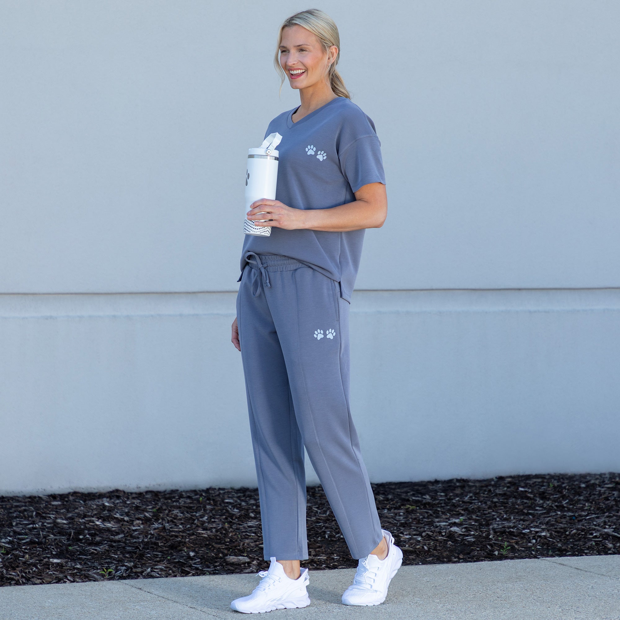 Paw Print Ultra Soft Modal Wrinkle Resistant Pants with Pockets