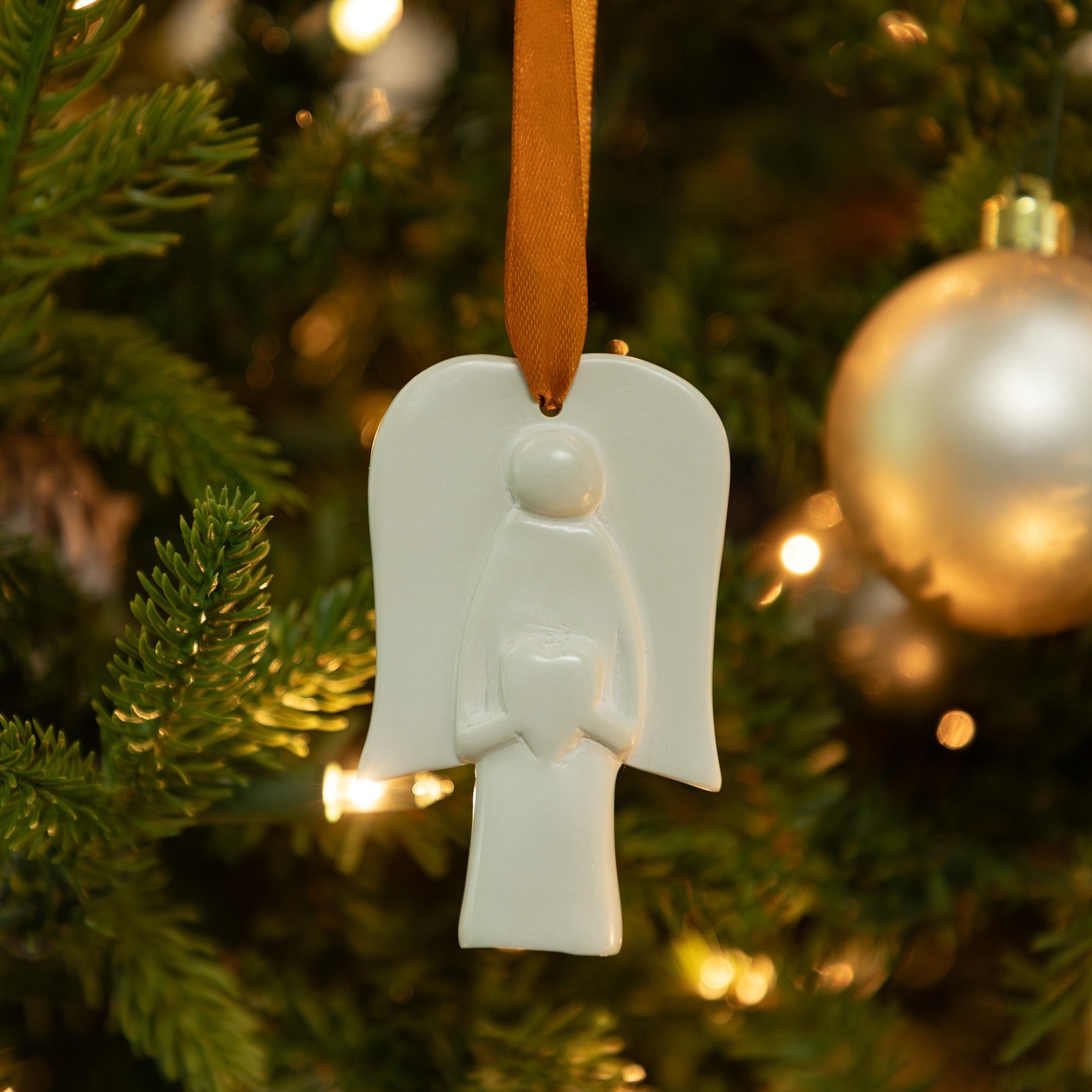 Angel & Heart Handmade Soapstone Ornament