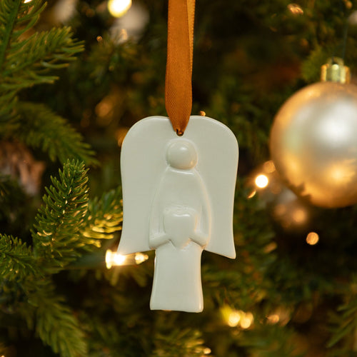Angel & Heart Handmade Soapstone Ornament
