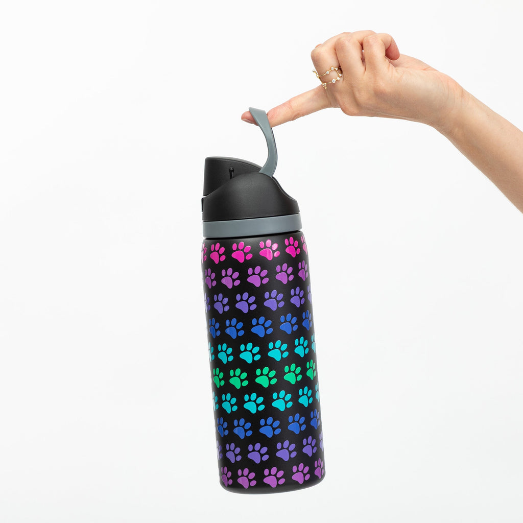 Paw Print Easy Sip Stainless Steel Water Bottle - 32oz