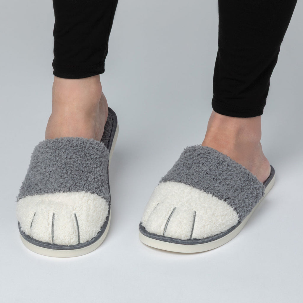 Cat Paw Fuzzy Fleece Slide Slippers