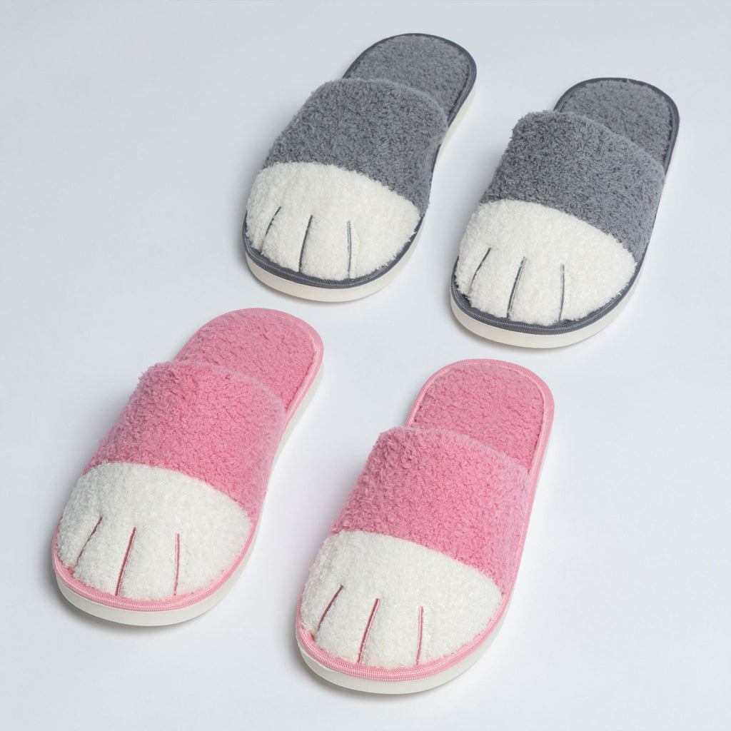 Cat Paw Fuzzy Fleece Slide Slippers