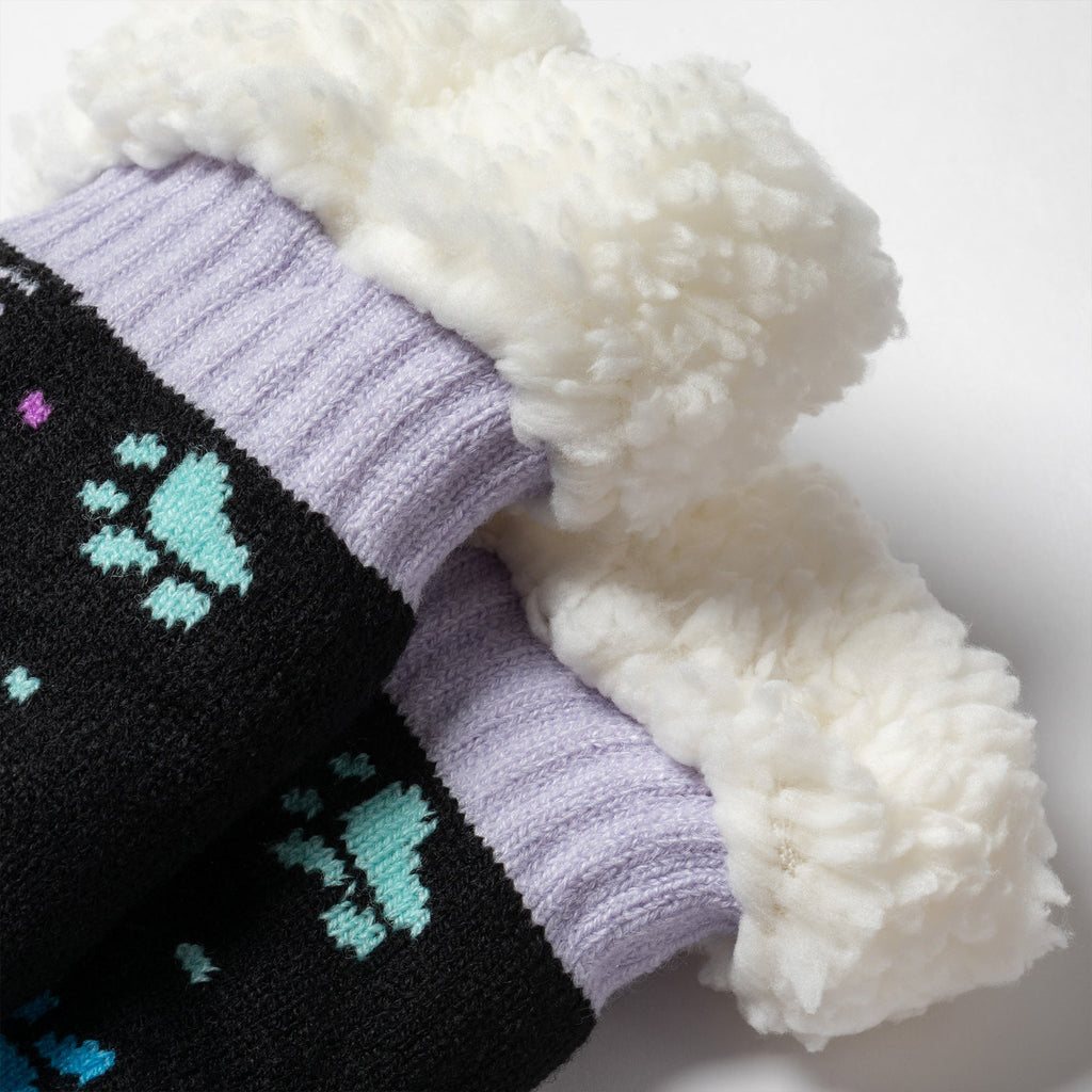 Sherpa Fleece-Lined Paw Print Cabin Slipper Socks