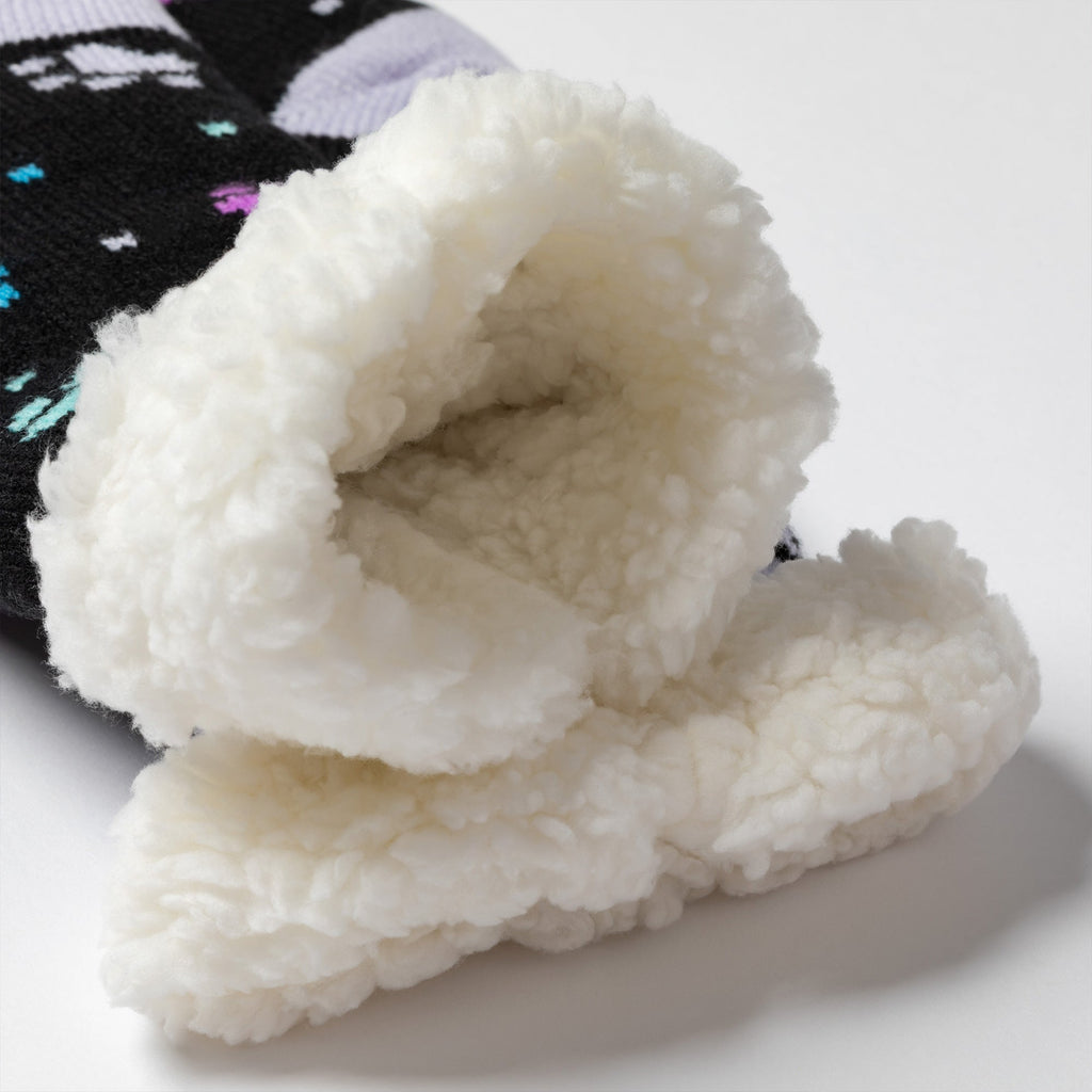 Sherpa Fleece-Lined Paw Print Cabin Slipper Socks