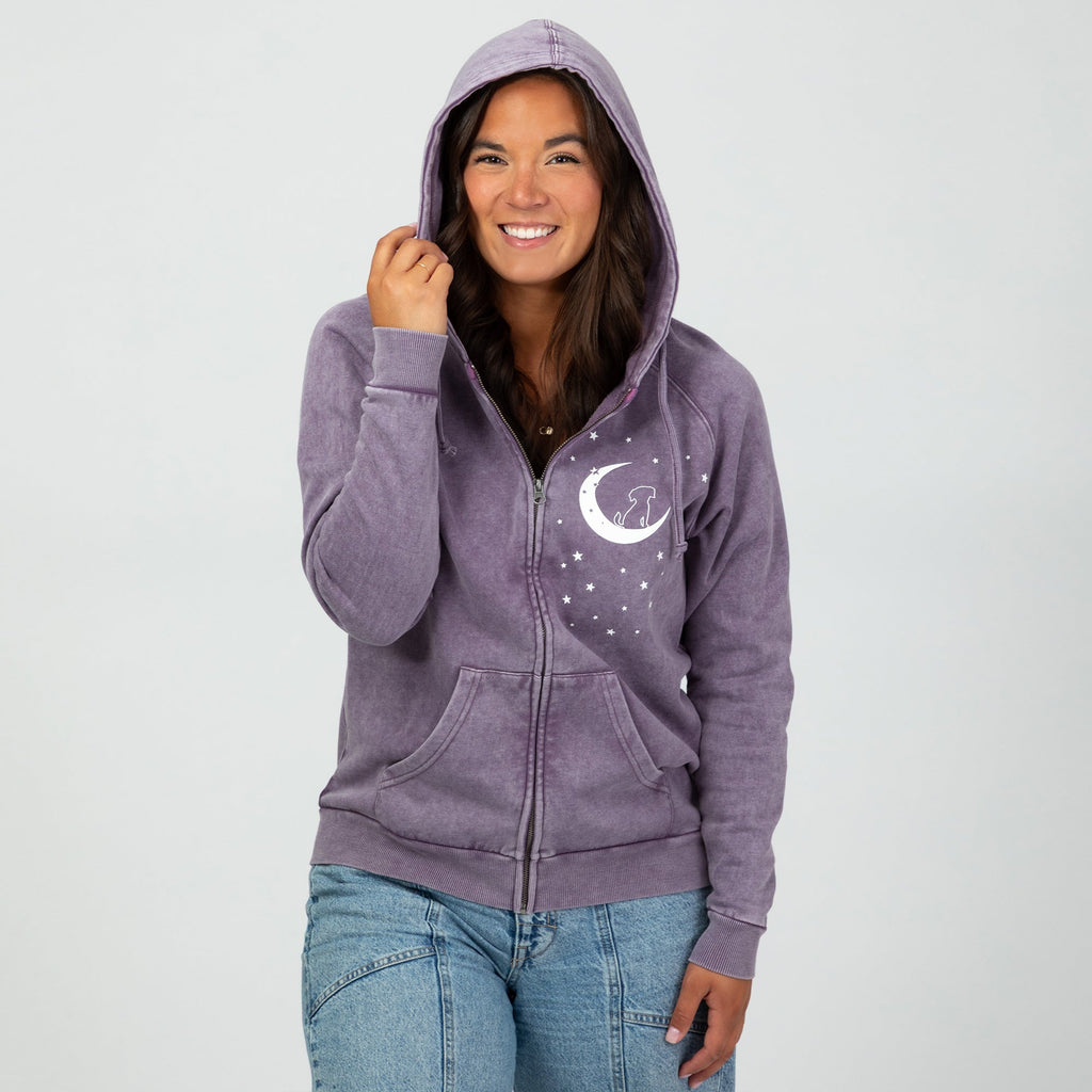 Pet & Moon Mineral Wash Zip Hoodie