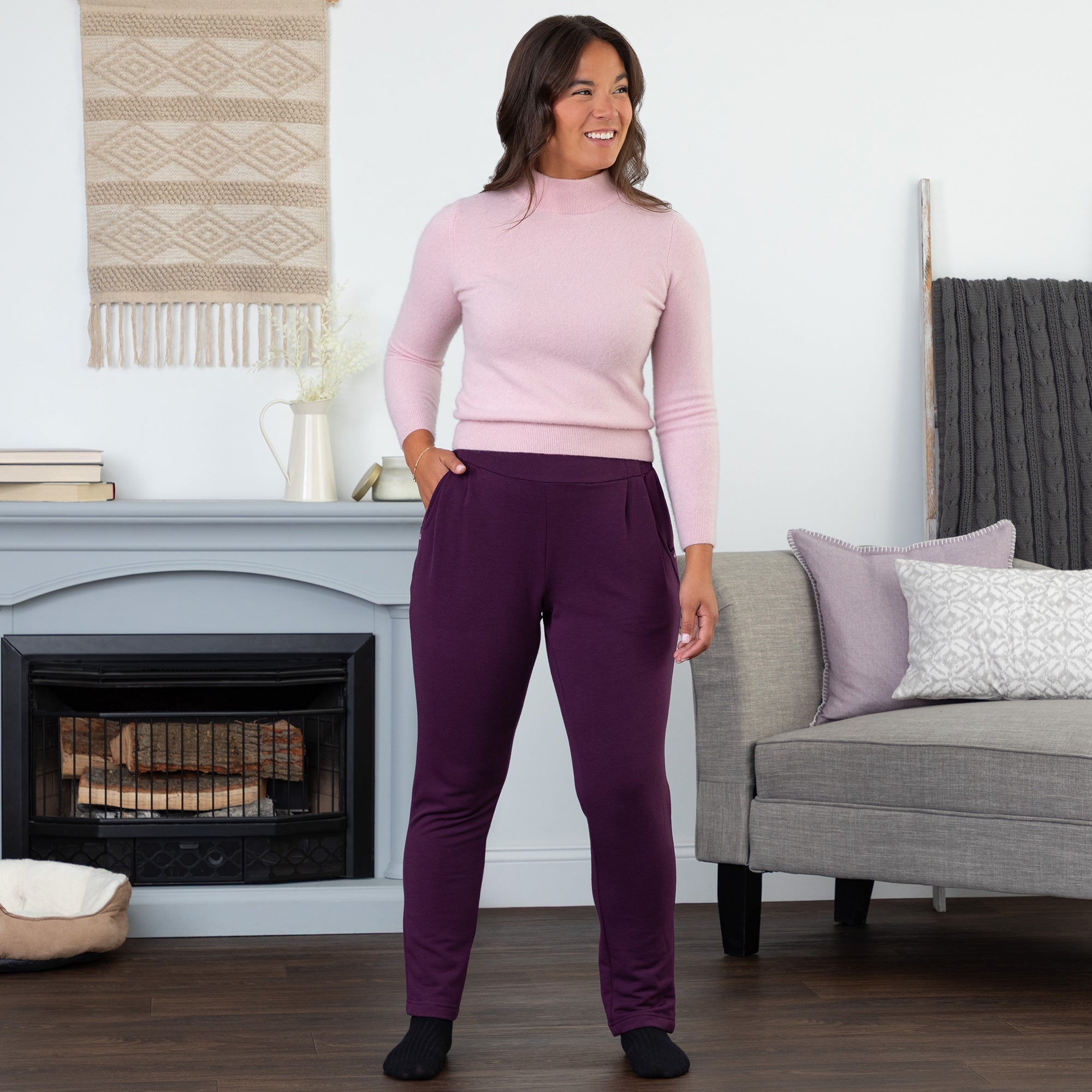 Paw Print Pleated Panel Casual Pants with Pockets