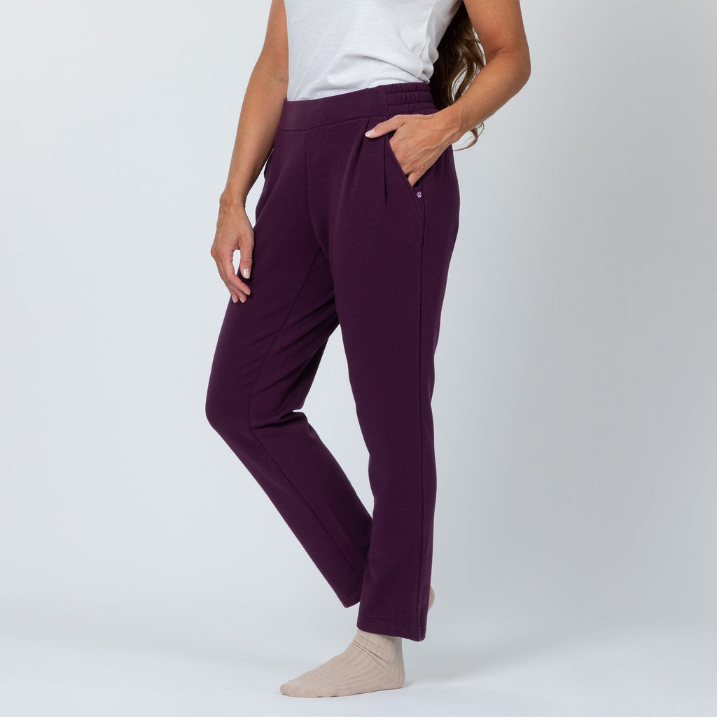 Paw Print Pleated Panel Casual Pants with Pockets