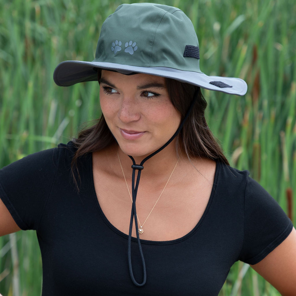Paw Print UPF 50+ Wide Brim Rain Hat with Adjustable Sides