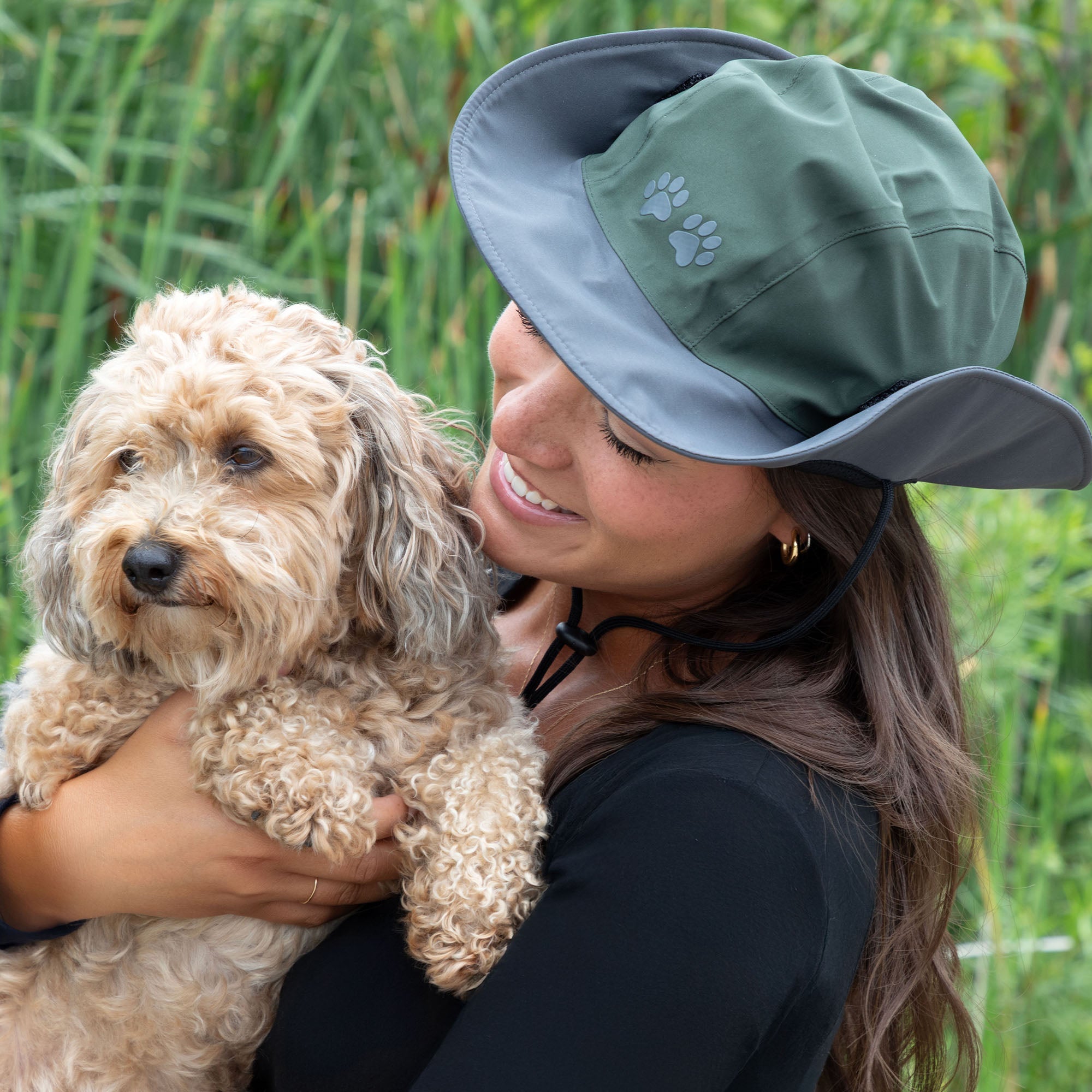 Paw Print UPF 50+ Wide Brim Rain Hat with Adjustable Sides