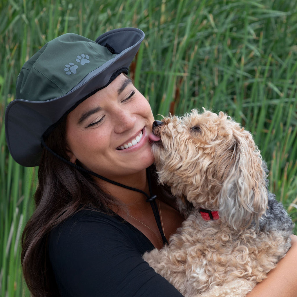 Paw Print UPF 50+ Wide Brim Rain Hat with Adjustable Sides