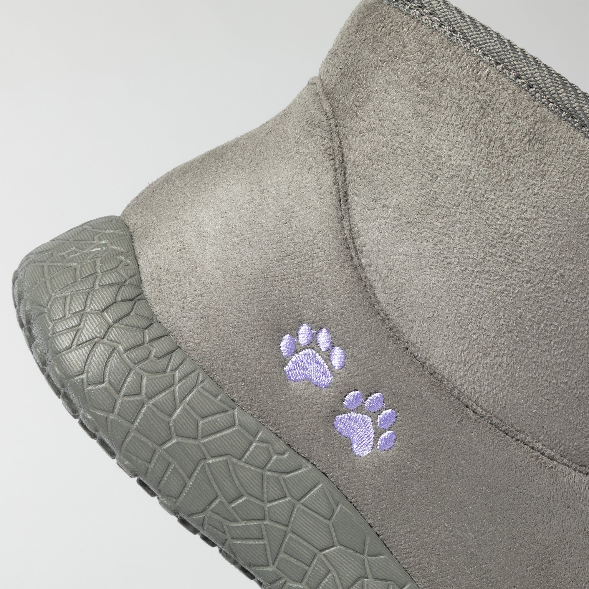Paw Print Slide-in Lightweight Faux Fur Lined Ankle Boots