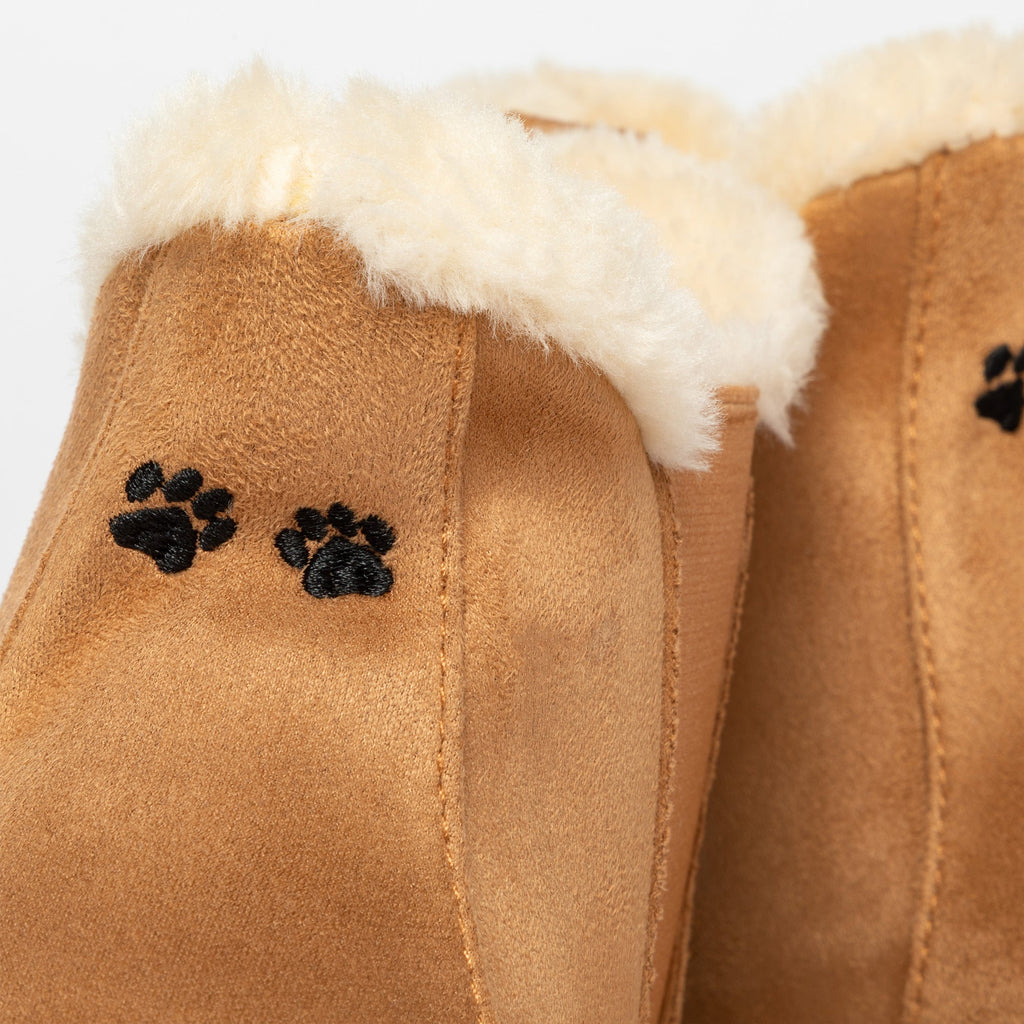 Paw Print Faux Suede Chelsea Boots