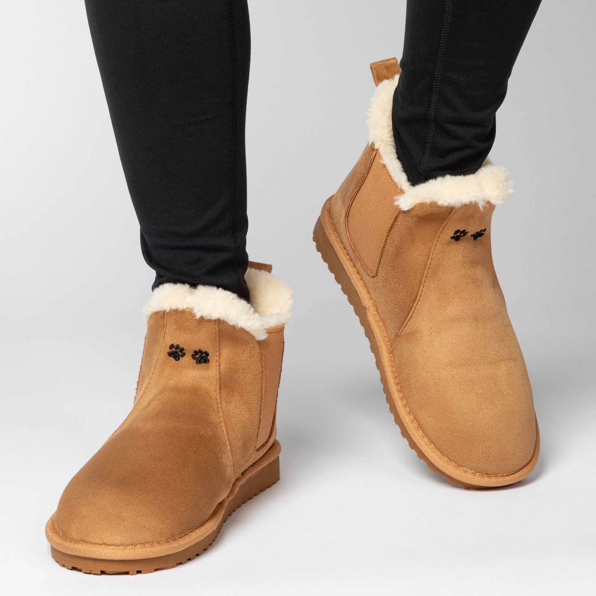 Paw Print Faux Suede Chelsea Boots