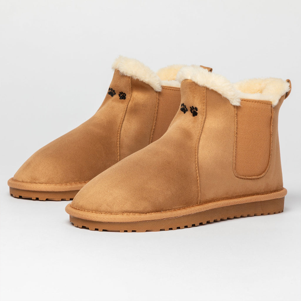 Paw Print Faux Suede Chelsea Boots