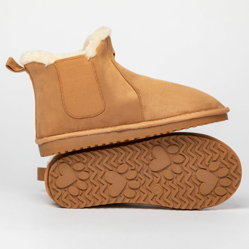 Paw Print Faux Suede Chelsea Boots