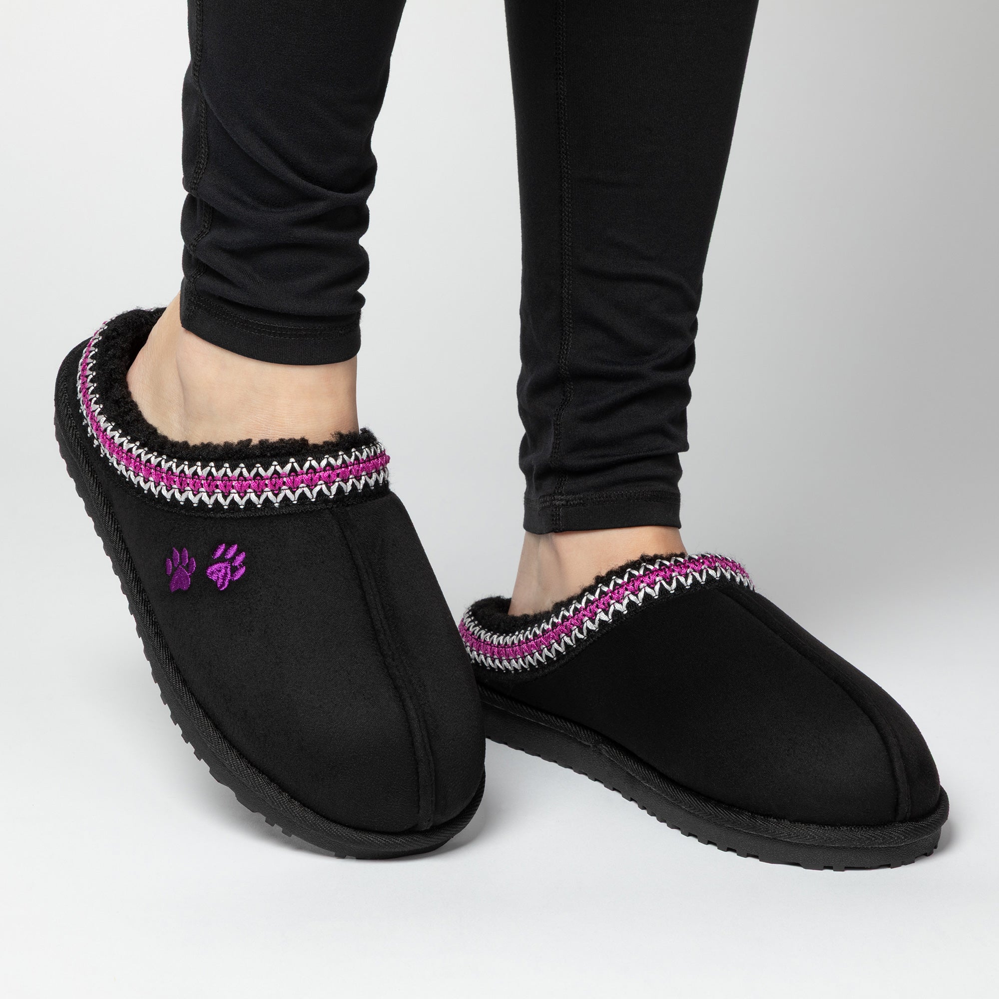 Paw Print Embroidered Indoor/Outdoor Slide-in Slipper Shoes