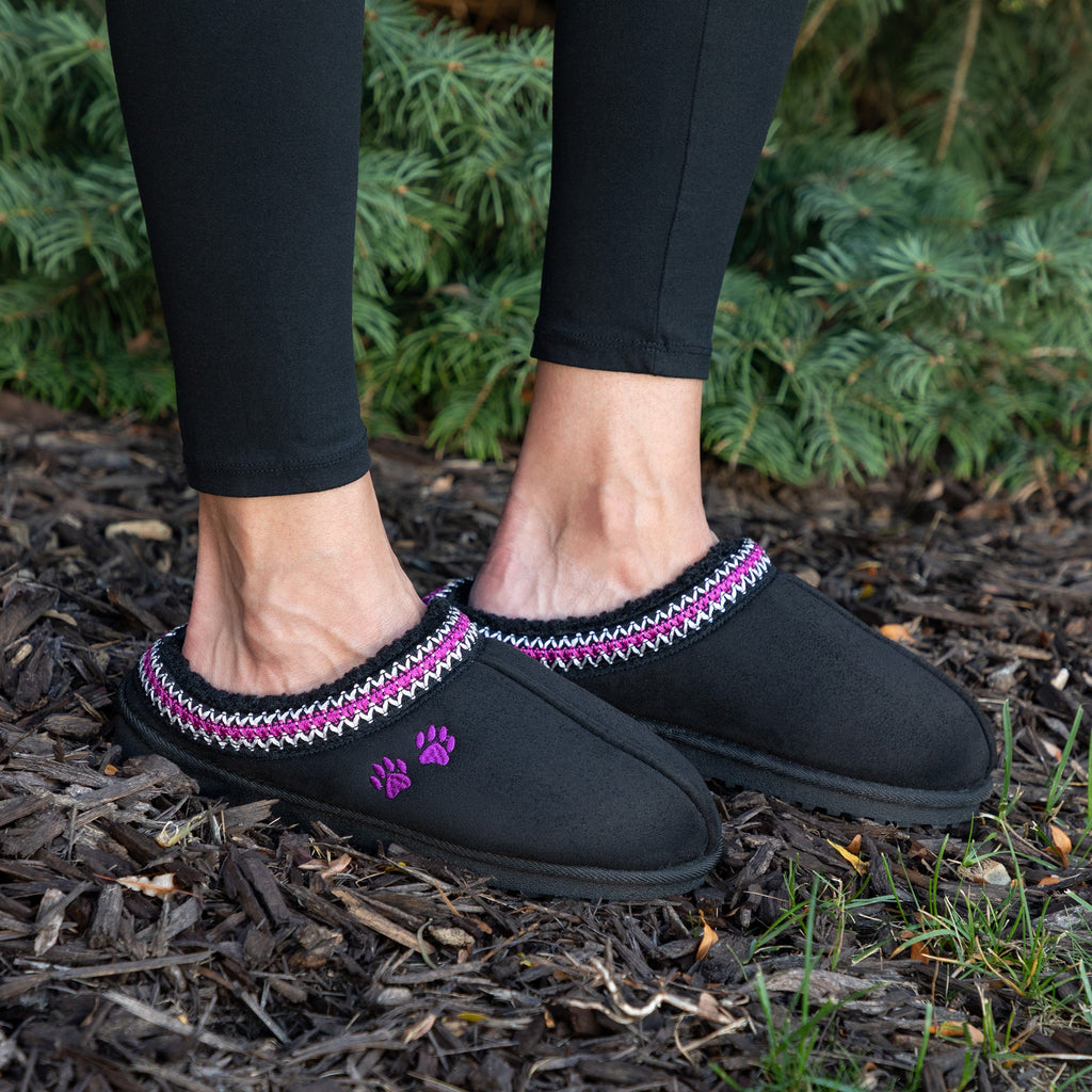 Paw Print Embroidered Indoor/Outdoor Slide-in Slipper Shoes