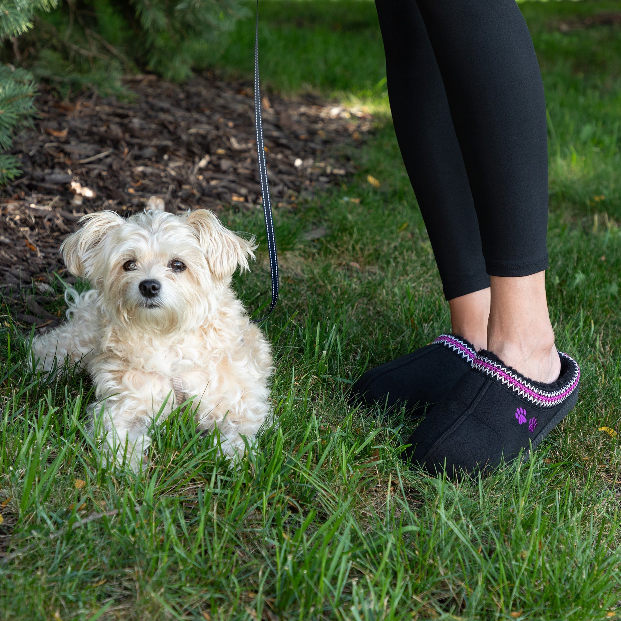 Paw Print Embroidered Indoor/Outdoor Slide-in Slipper Shoes