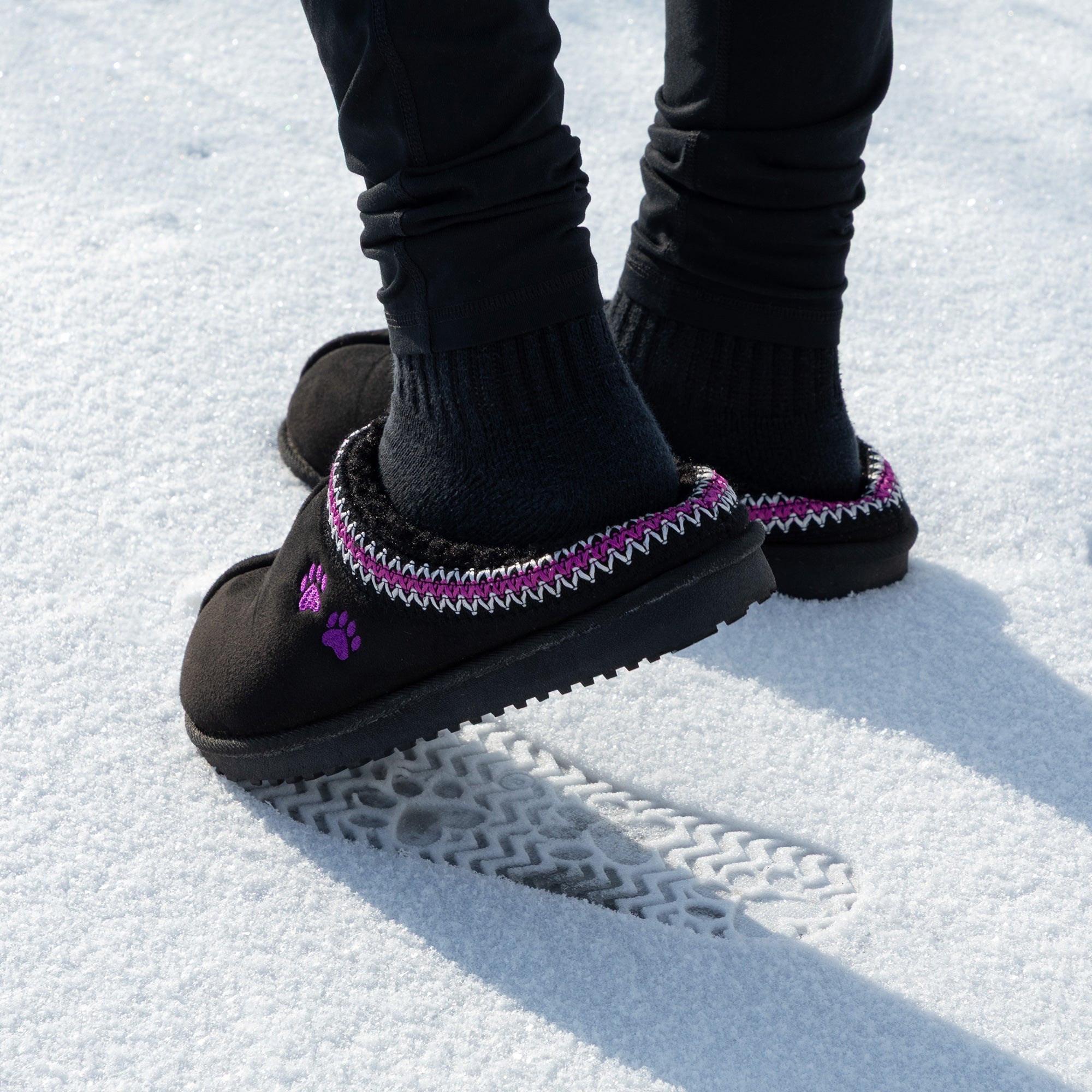Paw Print Embroidered Indoor/Outdoor Slide-in Slipper Shoes