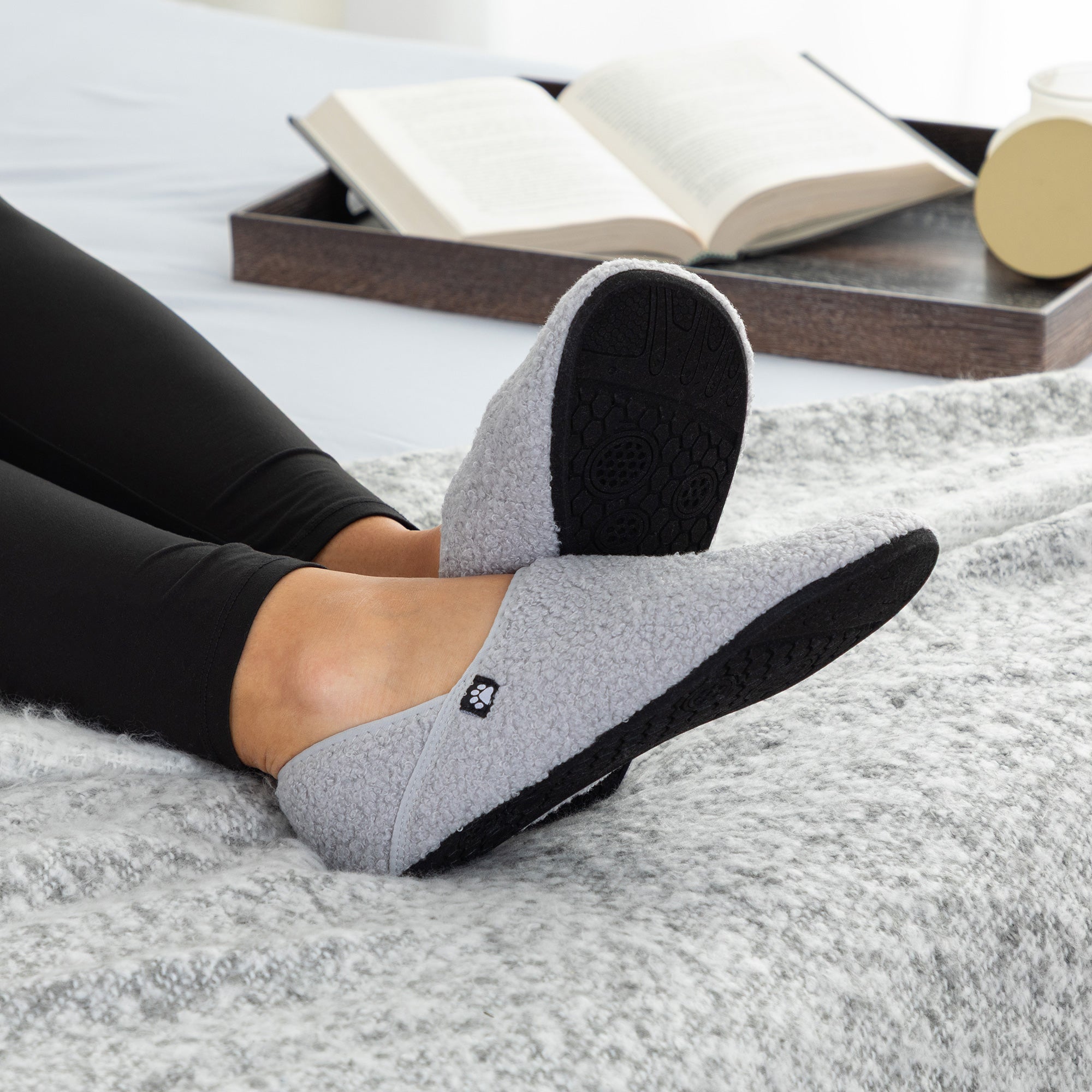 Paw Print Faux Shearling Lightweight Slippers