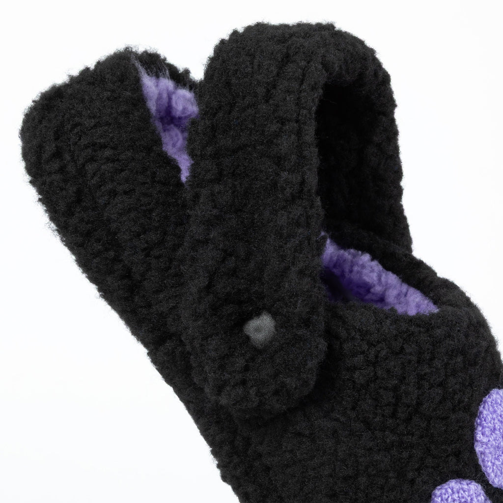 Sherpa Fleece Paw Print Slippers with Elastic Heel Strap