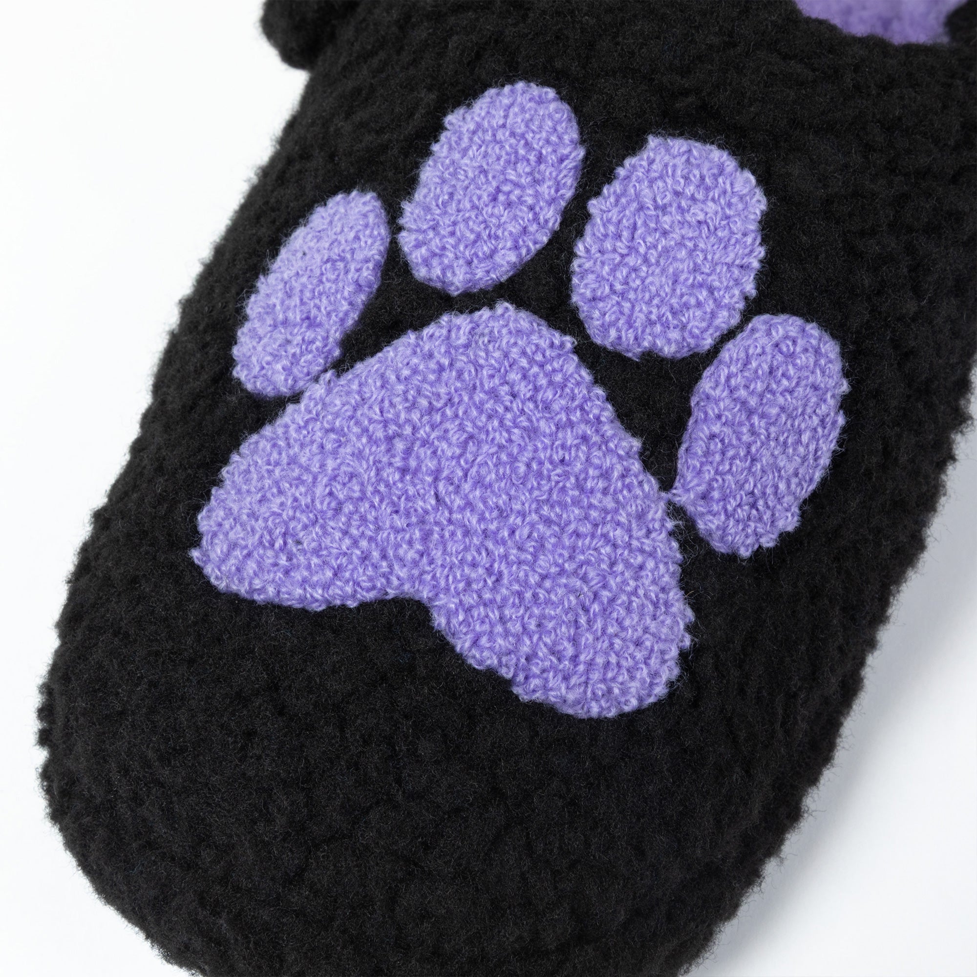 Sherpa Fleece Paw Print Slippers with Elastic Heel Strap