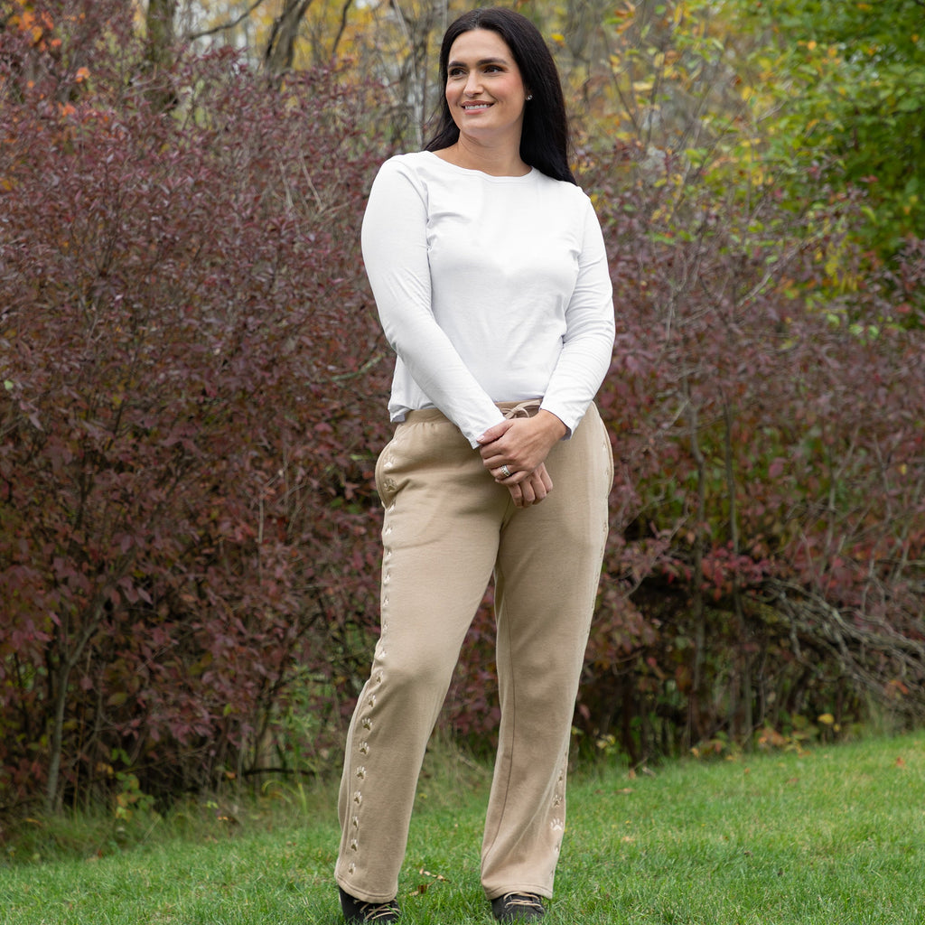 Path of Paws Embroidered Straight Leg Sweatpants