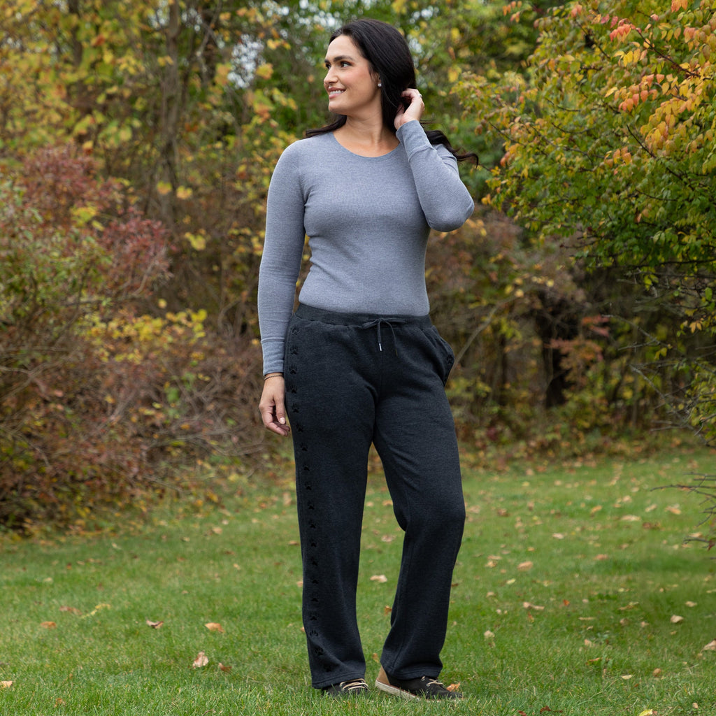 Path of Paws Embroidered Straight Leg Sweatpants