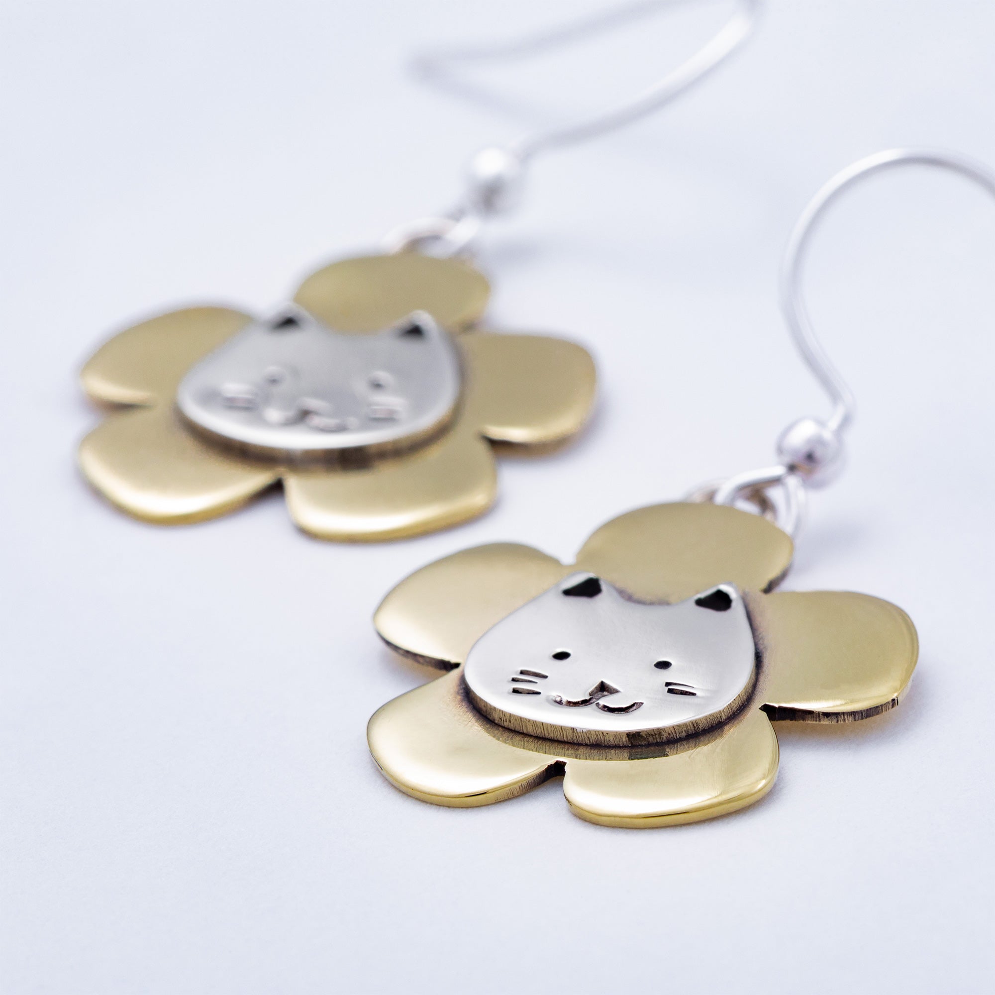 Cat & Dog Mixed Metal Earrings | Handmade, Fair Trade