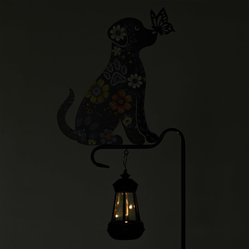 Floral Pet Silhouette Solar Light Garden Stake
