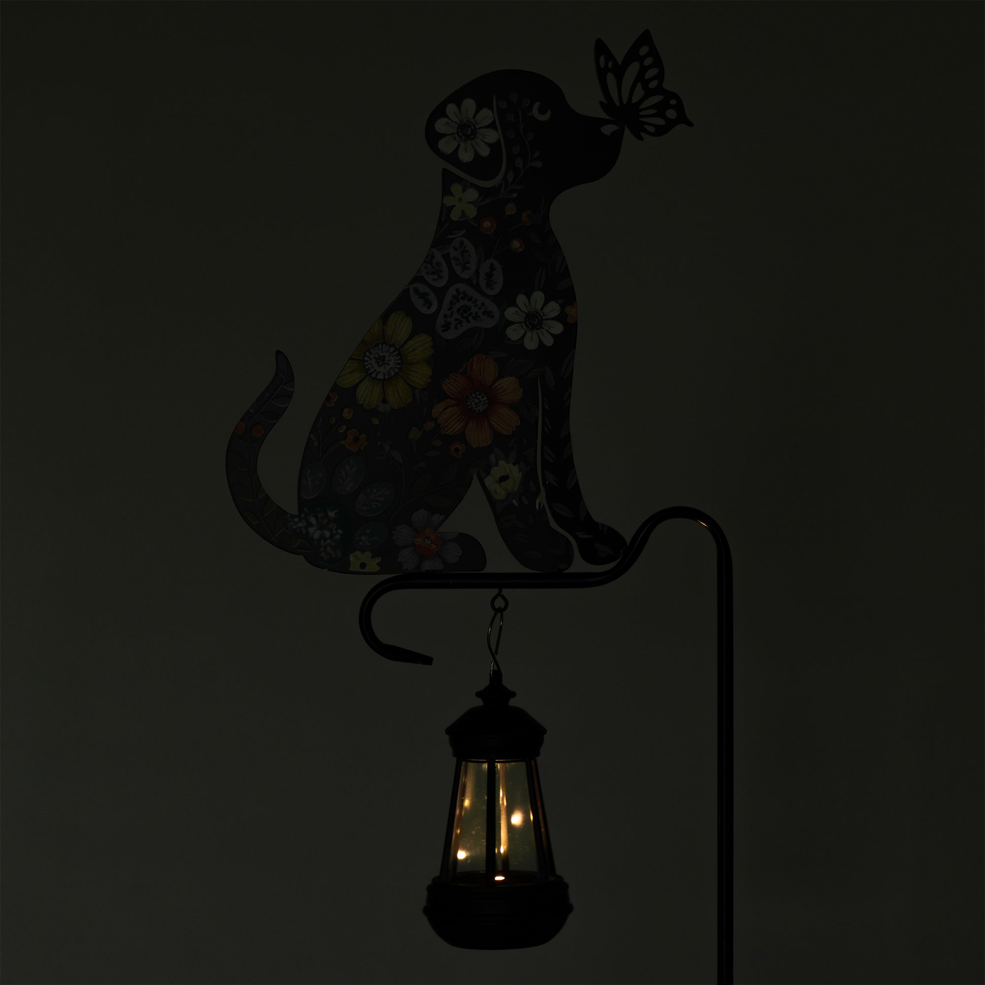 Floral Pet Silhouette Solar Light Garden Stake