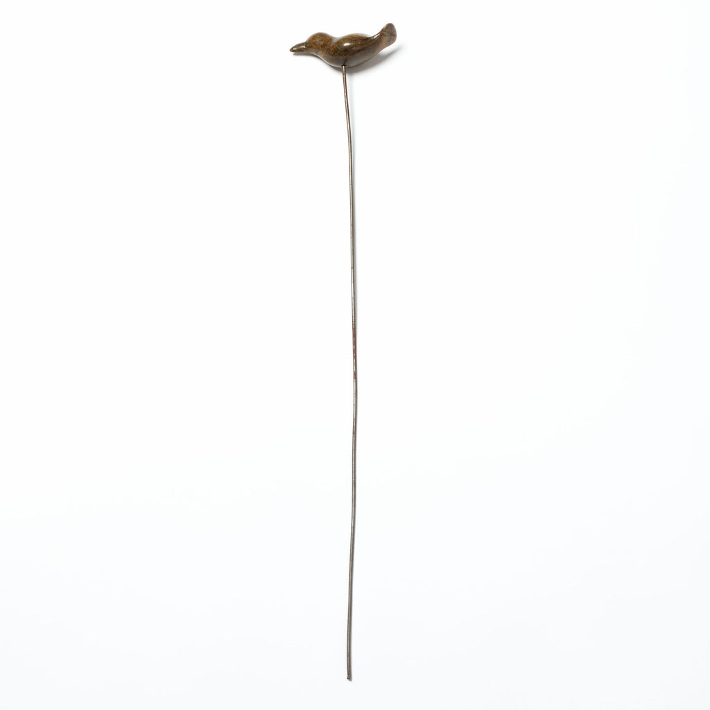 Hand-Carved Serpentine Stone Bird Garden Stake